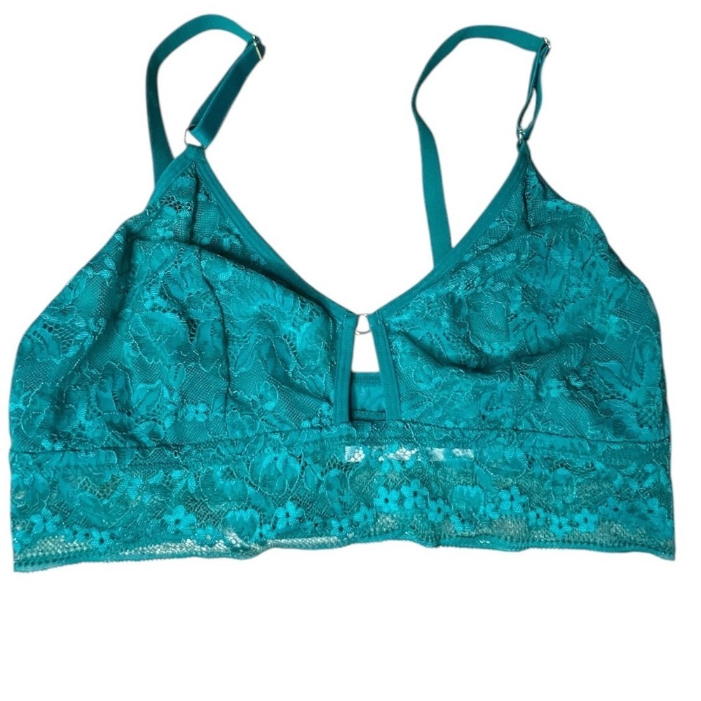 Auden Women Teal Green Unlined Lace Bralette Adjustable Straps - Size Large NWT